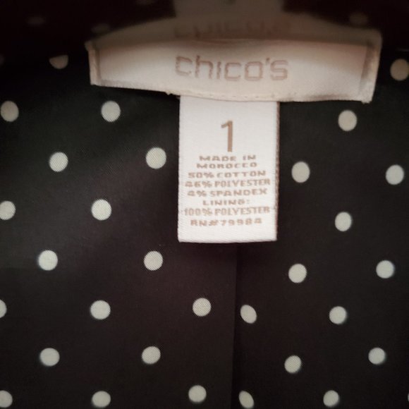 CHICO'S Black Blazer with Polka-Dot Lining - Chico's Size 1 (Size 8-10; Medium) - Picture 8 of 8